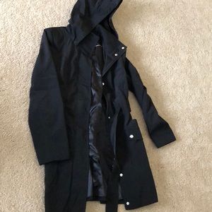 Water resistant black trench coat size psx